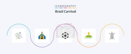 Illustration for Brazil Carnival Flat 5 Icon Pack Including soccer. ball. tent. football. carnival - Royalty Free Image