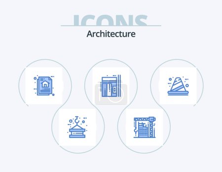 Ilustración de Arquitectura Blue Icon Pack 5 Icon Design. Levanta. ascensor. interior. algoritmo de programa. arquitectura de datos - Imagen libre de derechos