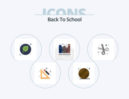 Illustration for Back To School Flat Icon Pack 5 Icon Design. scissor. cut. leaf. back to school. education - Royalty Free Image