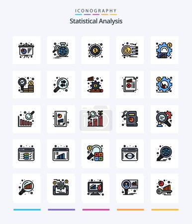 Illustration for Creative Statistical Analysis 25 Line FIlled icon pack  Such As statistical. business. analysis. analytics. money - Royalty Free Image