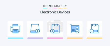 Illustration for Devices Blue 5 Icon Pack Including devices. card. drive. hardware. computers. Creative Icons Design - Royalty Free Image