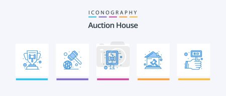 Ilustración de Auction Blue 5 Icon Pack Including compete. real estate. auction. property. home. Creative Icons Design - Imagen libre de derechos
