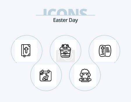 Ilustración de Icono de línea de Pascua Pack 5 Icon Design. Pascua. Huevo. Pascua. Huevo de Pascua. decoración - Imagen libre de derechos