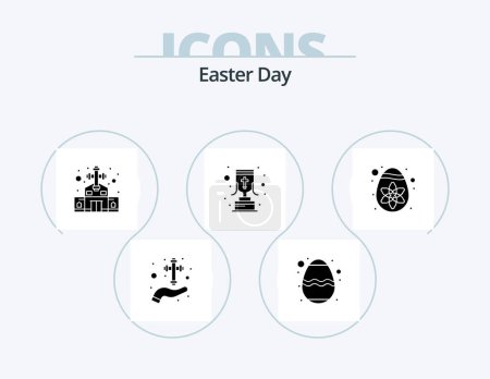 Ilustración de Easter Glyph Icon Pack 5 Icon Design. decoration. reward. festival. goblet. christian cross - Imagen libre de derechos