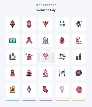 Téléchargez les illustrations : Creative Womens Day 25 Line FIlled icon pack  Such As awareness. love. symbol. briefcase. love - en licence libre de droit