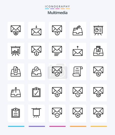 Illustration for Creative Multimedia 25 OutLine icon pack  Such As mailbox. inbox. send. send. mail - Royalty Free Image