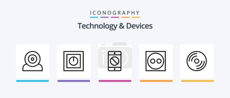 Illustration for Devices Line 5 Icon Pack Including computer. ethernet. technology. cable. products. Creative Icons Design - Royalty Free Image