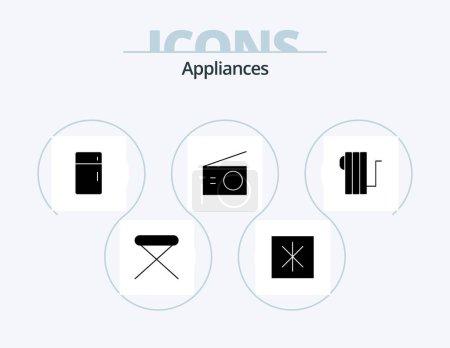 Illustration for Appliances Glyph Icon Pack 5 Icon Design. appliances. home. appliances. electric. household - Royalty Free Image