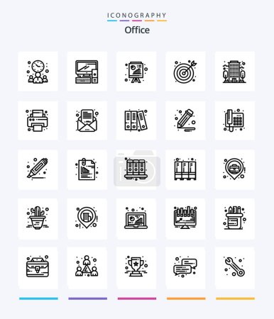 Illustration for Creative Office 25 OutLine icon pack  Such As office. building. analytics. office. bulls eye - Royalty Free Image