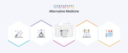 Illustration for Alternative Medicine 25 Flat icon pack including healthcare. therapy. bath. spa. magnet - Royalty Free Image
