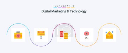 Ilustración de Digital Marketing And Technology Flat 5 Icon Pack Including chat. digital. ad. marketing. eye - Imagen libre de derechos
