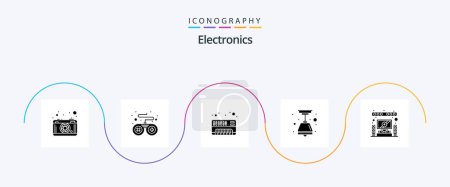 Illustration for Electronics Glyph 5 Icon Pack Including . system. electronic. home. light bulb - Royalty Free Image