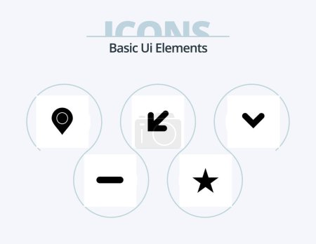 Illustration for Basic Ui Elements Glyph Icon Pack 5 Icon Design. direction. arrow. location. left. - Royalty Free Image