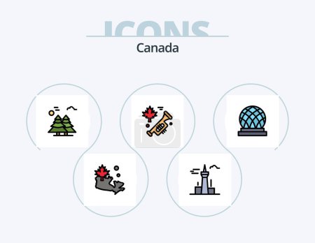 Téléchargez les illustrations : Canada Line Filled Icon Pack 5 Icon Design. . . canada. location. canada - en licence libre de droit