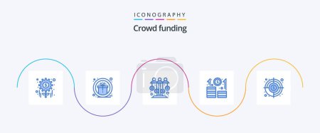 Illustration for Crowdfunding Blue 5 Icon Pack Including aim. growth. dollar. career. sponsor investment - Royalty Free Image