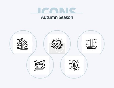 Ilustración de Autumn Line Icon Pack 5 Icon Design. Frío. bayas. naturaleza. otoño. cereales - Imagen libre de derechos