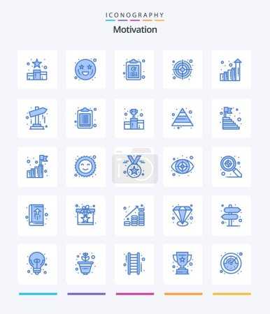 Illustration for Creative Motivation 25 Blue icon pack  Such As graph. goal. heart eyes. bulls eye. paste - Royalty Free Image
