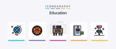 Téléchargez les illustrations : Ligne d'éducation rempli Pack de 5 icônes comprenant l'école. connaissance. éducation.. Icônes créatives Design - en licence libre de droit