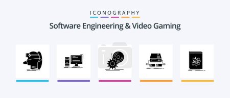 Ilustración de Software Engineering And Video Gaming Glyph 5 Icon Pack Including game. dvd. gaming. software. disc. Creative Icons Design - Imagen libre de derechos