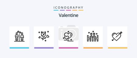 Ilustración de Valentine Line 5 Icon Pack Incluyendo el amor. Película. Amor. cámara. Corazón. Diseño de iconos creativos - Imagen libre de derechos