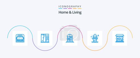 Ilustración de Home And Living Blue 5 Icon Pack Including . living. fish - Imagen libre de derechos