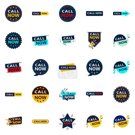Ilustración de 25 Professional Typographic Designs for a polished calling campaign Call Now - Imagen libre de derechos