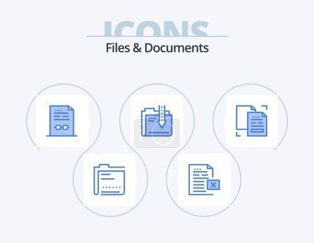 Illustration for Files And Documents Blue Icon Pack 5 Icon Design. data. archive. file. document. certificate - Royalty Free Image
