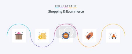 Ilustración de Shopping and Ecommerce Flat 5 Icon Pack Including cart. sale. payment. label. shopping - Imagen libre de derechos