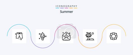 Illustration for Summer Line 5 Icon Pack Including summer. beach. discount. summer. coconut - Royalty Free Image