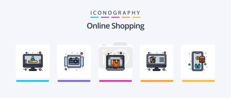 Ilustración de Online Shopping Line Filled 5 Icon Pack Including warranty. shopping. buy. shop. product. Creative Icons Design - Imagen libre de derechos