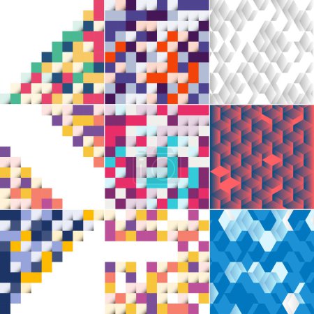 Téléchargez les illustrations : Vector background with an illustration of abstract texture featuring squares suitable for use as a pattern design for banners. posters. flyers. cards. postcards. covers. and brochures - en licence libre de droit