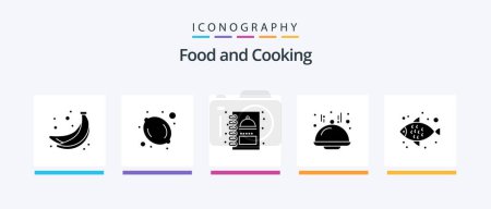 Ilustración de Food Glyph 5 Icon Pack Including . water. menu book. sea food. line. Creative Icons Design - Imagen libre de derechos