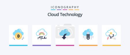 Ilustración de Paquete de iconos de Cloud Technology Flat 5 Incluido en línea. usb. conectar. datos. abajo. Diseño de iconos creativos - Imagen libre de derechos