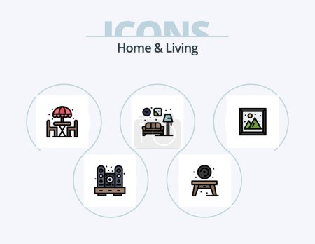 Illustration for Home And Living Line Filled Icon Pack 5 Icon Design. watch. living. living. home. living - Royalty Free Image