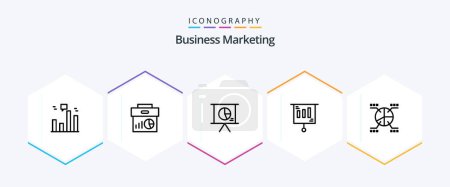 Illustration for Business Marketing 25 Line icon pack including money. business. graph. presentation - Royalty Free Image
