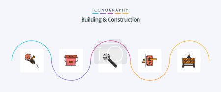 Ilustración de Building And Construction Line Filled Flat 5 Icon Pack Including keyhole. door. water. lock. spanner - Imagen libre de derechos