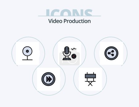Illustration for Video Production Line Filled Icon Pack 5 Icon Design. stop. media . pause. media - Royalty Free Image