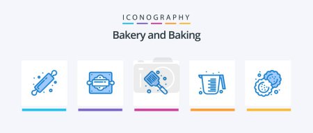 Téléchargez les illustrations : Baking Blue 5 Icon Pack Including . cookie. spatula. biscuit. measuring. Creative Icons Design - en licence libre de droit