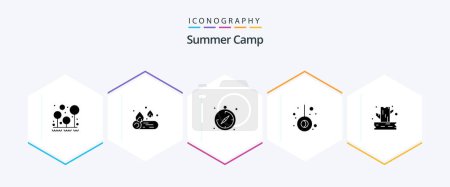 Illustration for Summer Camp 25 Glyph icon pack including wood. camping. camping. branch. pendulum - Royalty Free Image