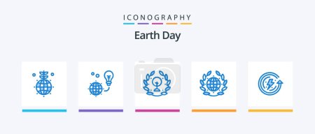 Ilustración de Día de la Tierra Azul 5 Icono Pack Incluyendo el día de la tierra. Un día. Tierra. Verde. Hoja. Diseño de iconos creativos - Imagen libre de derechos