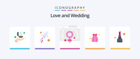 Illustration for Wedding Flat 5 Icon Pack Including lace. bride. love plane. love. sign. Creative Icons Design - Royalty Free Image
