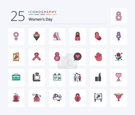 Illustration for Womens Day 25 Line Filled icon pack including symbol. newborn. face. new born. lady - Royalty Free Image