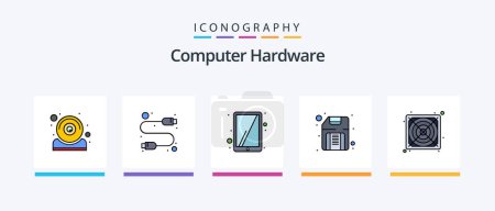 Illustration for Computer Hardware Line Filled 5 Icon Pack Including . hardware. wifi. fan. mouse. Creative Icons Design - Royalty Free Image