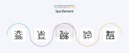 Illustration for Spa Element Line 5 Icon Pack Including relax. spa sign board. aroma candle. spa. board - Royalty Free Image