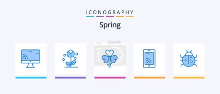 Téléchargez les illustrations : Spring Blue 5 Icon Pack Including service. cell. spring. mobile. flower. Creative Icons Design - en licence libre de droit