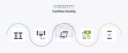 Ilustración de Cashless Society Flat 5 Icon Pack Including finance. bank. scan. cashless - Imagen libre de derechos