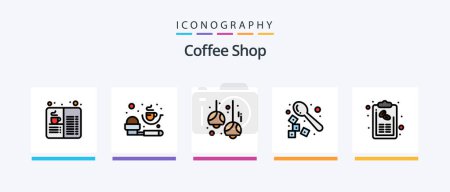 Ilustración de Línea de cafetería llena paquete de 5 iconos que incluye café. Café. bill. Romper. menú. Diseño de iconos creativos - Imagen libre de derechos