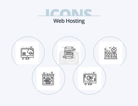 Ilustración de Web Hosting Line Icon Pack 5 Icon Design. web. comment. display page content. blog. web - Imagen libre de derechos
