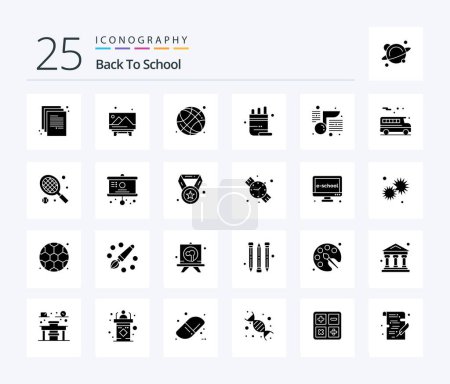 Ilustración de Back To School 25 Solid Glyph icon pack including note. pencil. world globe. pot. school - Imagen libre de derechos