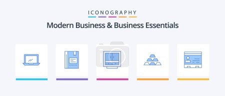 Illustration for Modern Business And Business Essentials Blue 5 Icon Pack Including office. files. favorite. drawer. cabinet. Creative Icons Design - Royalty Free Image